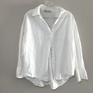 Zara White Button Down Shirt Women’s medium career office minimal capsule basic